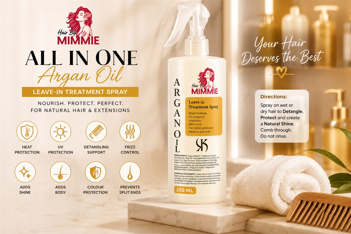 Hair By Mimmie All In One Argan Oil leave-in treatment spray, 250ml