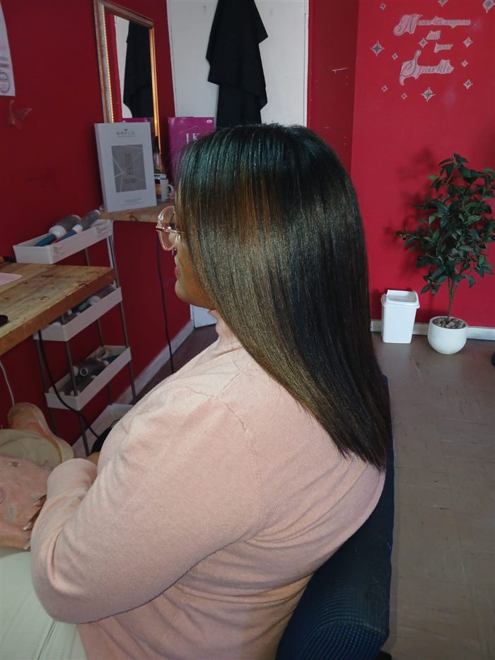 Highlights wash and blow-dry result at Hair By Mimmie